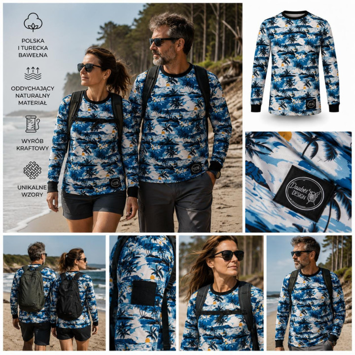 Longsleeve Hawajski błękit - SZYTA na miarę!